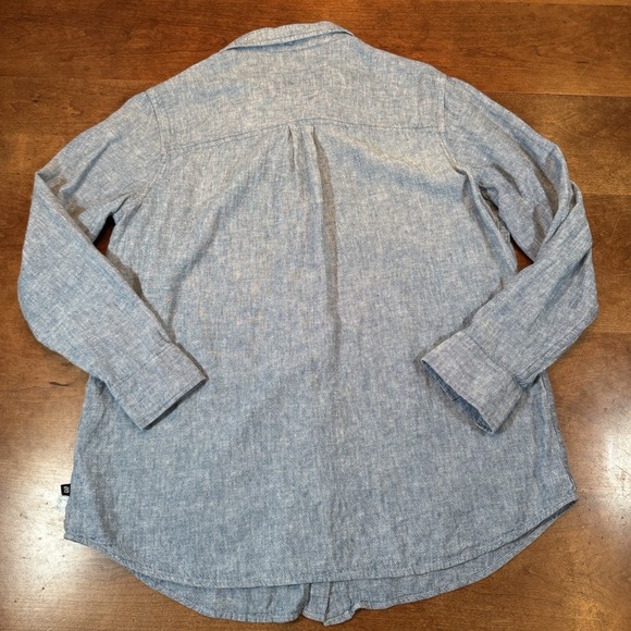 Set Of 2 GAP Women Shirt Linen Blend Pink & Chambray LS Button Up Collared Large - Picture 12 of 12